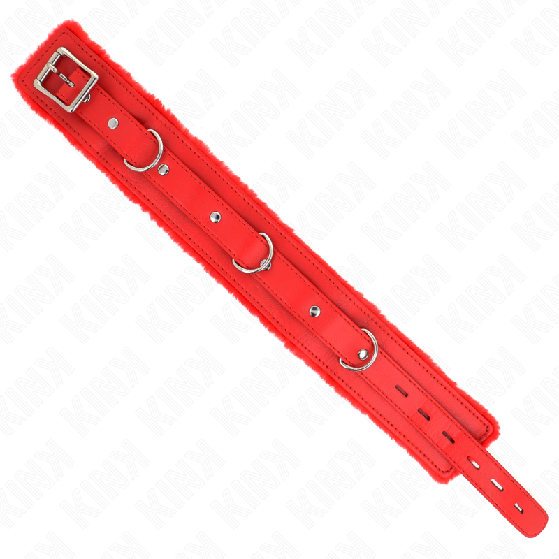 Collare con guinzaglio KINK, rosso, 65 cm, con restrizioni, per giochi di ruolo, mostrato in primo piano.