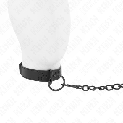 Collare con guinzaglio KINK, regolabile da 37 a 54 cm, in colore scuro, 3 cm di larghezza, in pelle resistente.