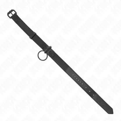 Collare con guinzaglio KINK scuro regolabile da 37 a 54 cm, con cinturino da 3 cm, in stile BDSM e accessorio per il bondage