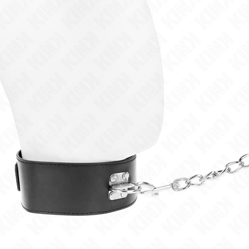 Collare base KINK con guinzaglio da 65 cm, in tessuto nero, per uso BDSM, marca KINK COLLAR & GAG.