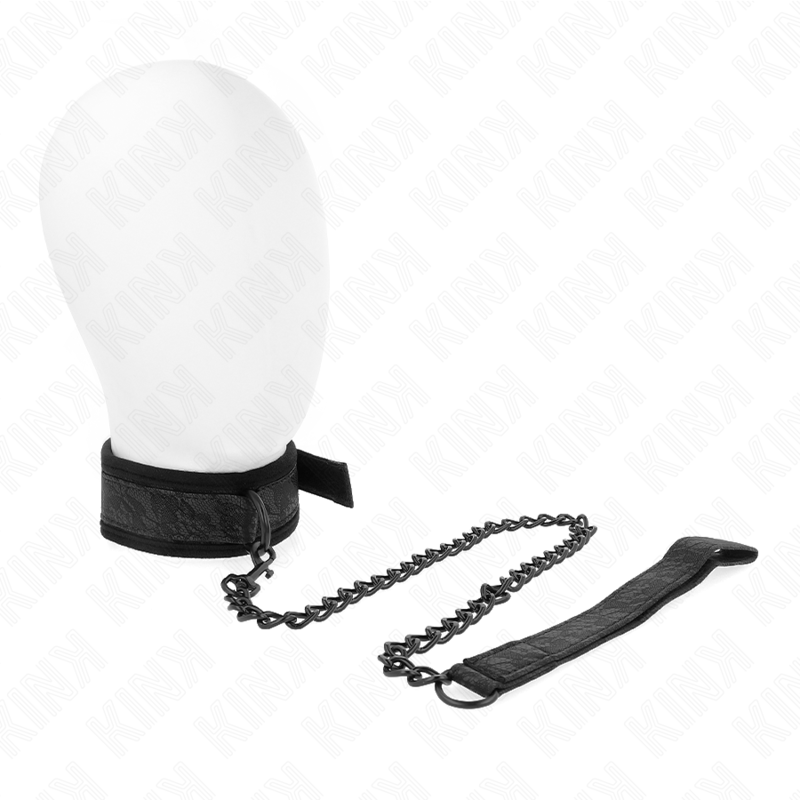 Collare base KINK con guinzaglio di 77 cm, modello regolabile 34-54 cm, in materiale resistente, con dettagli in rilievo.