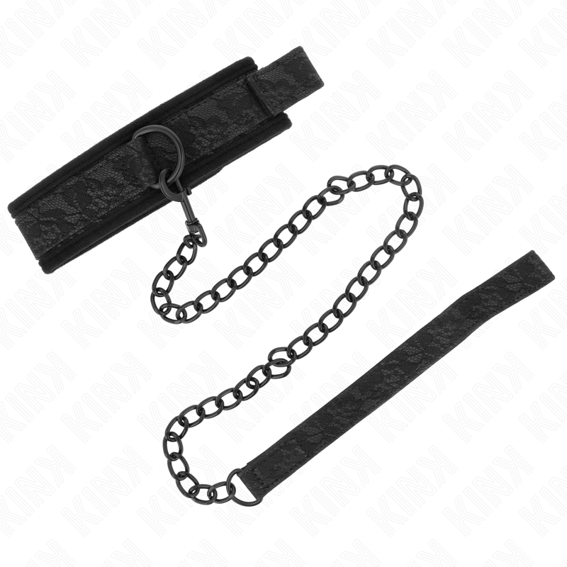 Collare KINK modello base con guinzaglio regolabile da 34 a 54 cm, 5 cm di larghezza, in tessuto resistente e pratico.