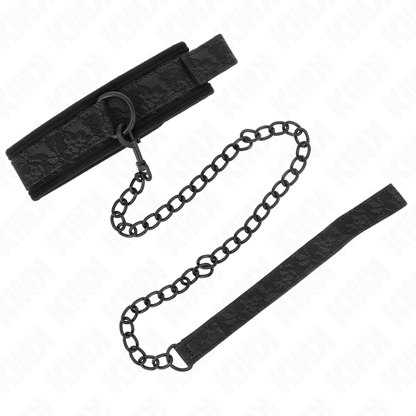 Collare KINK modello base con guinzaglio regolabile da 34 a 54 cm, 5 cm di larghezza, in tessuto resistente e pratico.