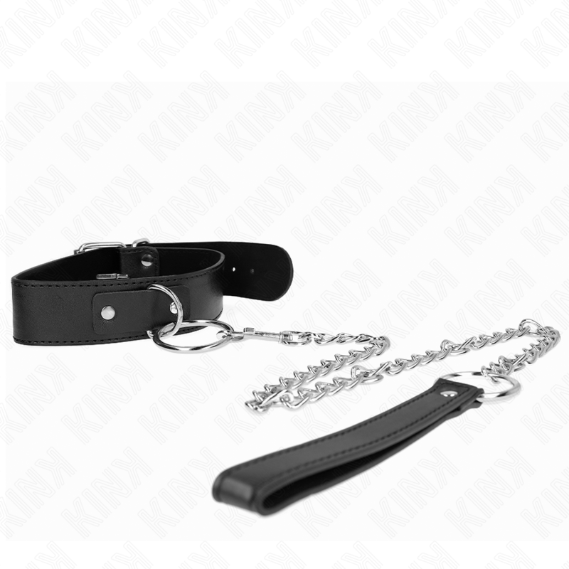 Collare base regolabile KINK con guinzaglio modello 4, lunghezza 36-43 cm, in morbido materiale nero.