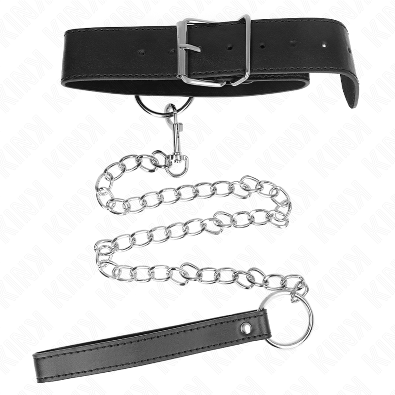 Collare modello base KINK con guinzaglio regolabile da 36 a 43 cm, realizzato da KINK COLLAR & GAG.