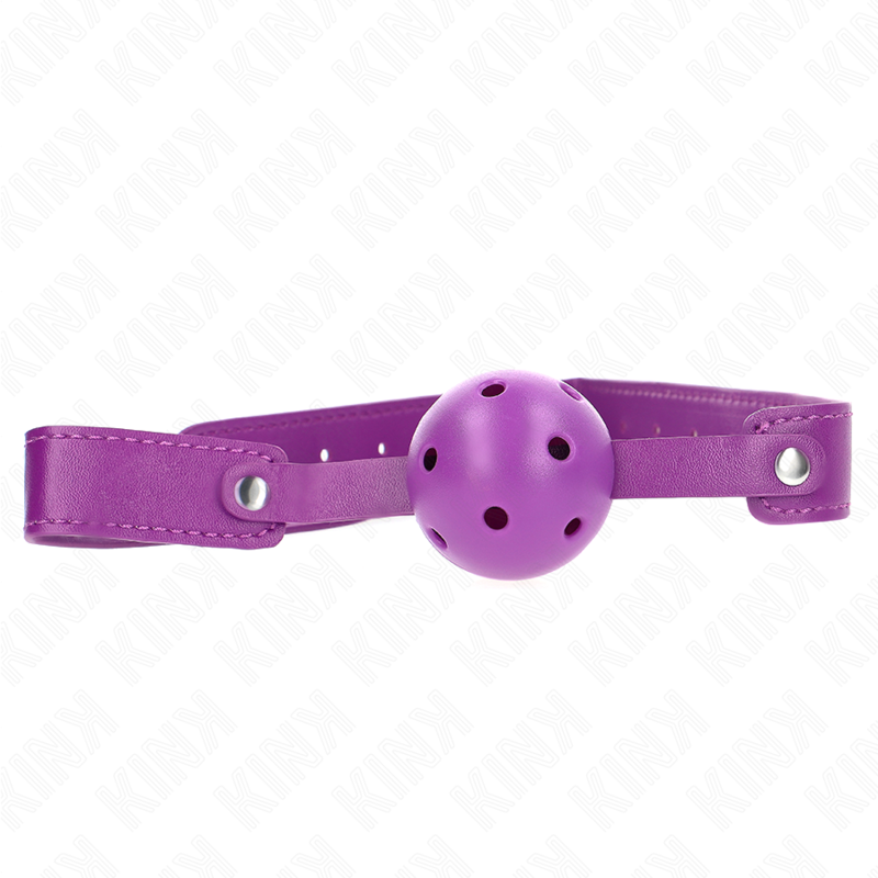 Palla traspirante viola KINK per collari e gag, diametro 4.5 cm, con design ventilato e comodo per uso BDSM.