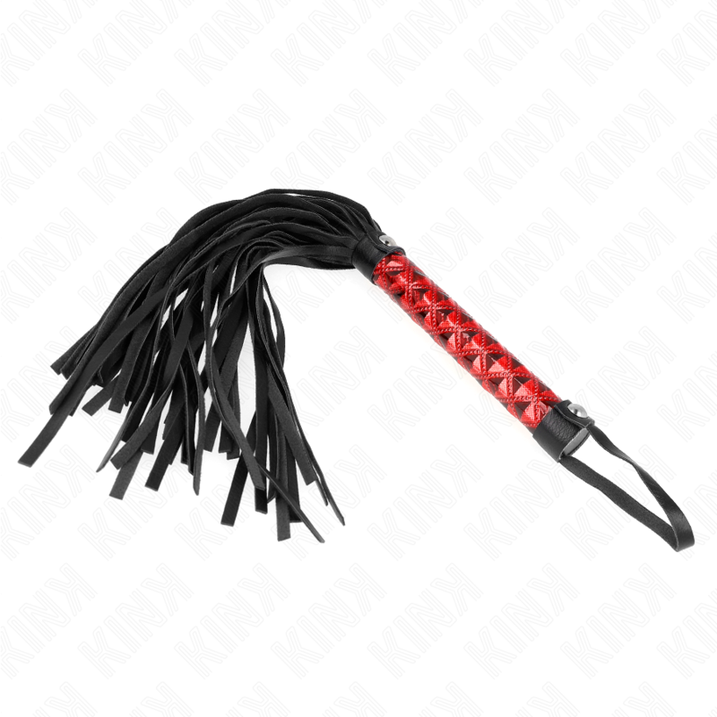 Frusta a diamanti KINK Impact & Touch, lunga 40 cm, con impugnatura in pelle e dettagli decorativi a diamante, per giochi di ruolo.