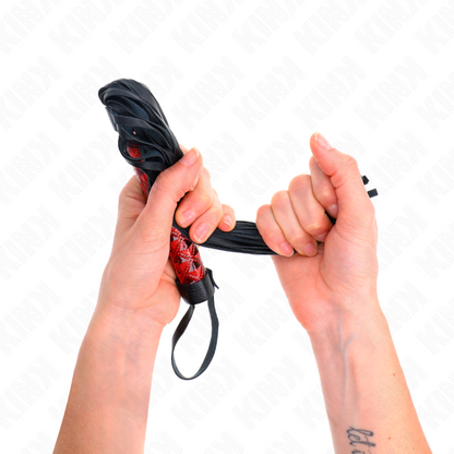 Frusta a diamanti KINK Impact & Touch, lunga 40 cm, con manico in pelle e superficie decorata a diamanti, per giochi di ruolo.