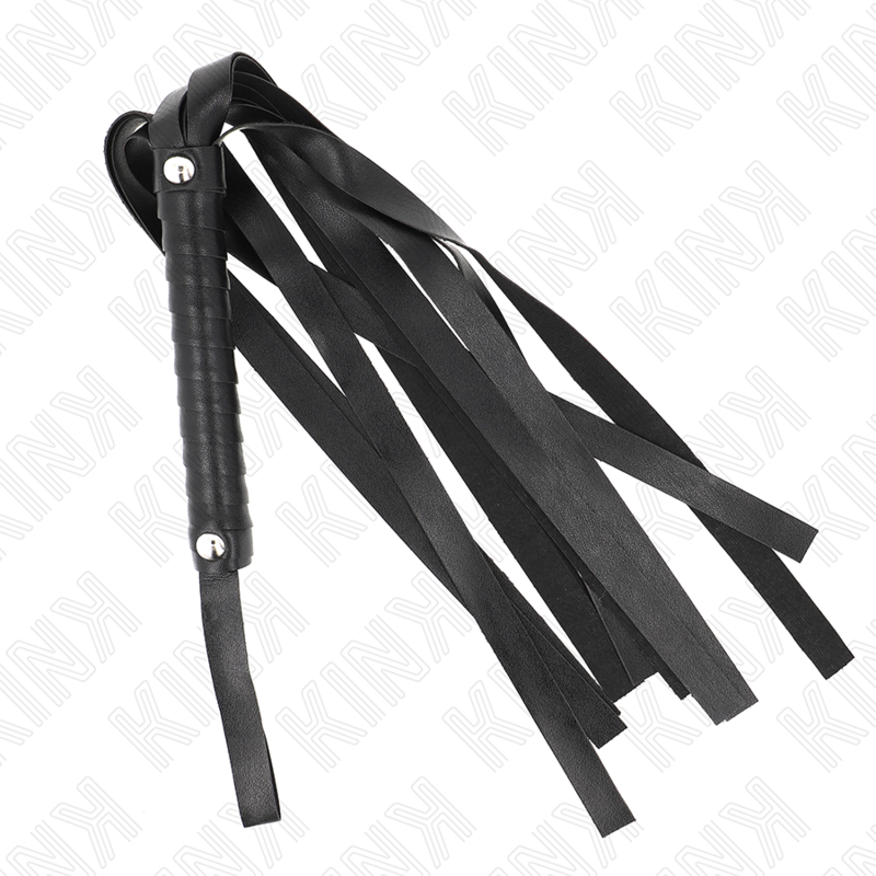 Frusta KINK Impact & Touch con coda larga nera da 48,5 cm, visibile in immagine, con dettagli in morbido materiale.