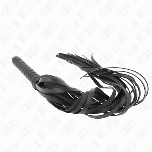Frusta KINK con anello di 65 cm, in pelle nera, per giochi BDSM, di marca KINK IMPACT & TOUCH, con manico robusto e dettagli in pelle.