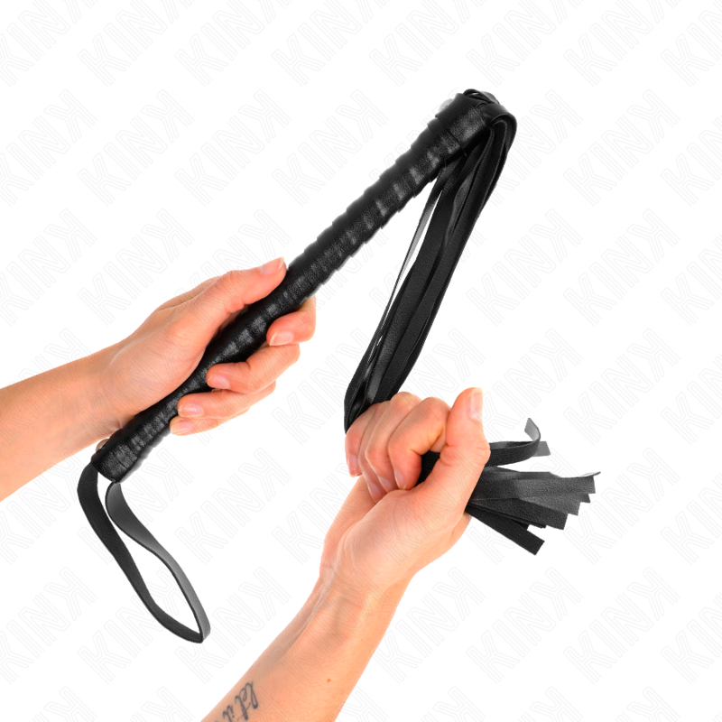 Frusta con manico nero strutturato KINK IMPACT & TOUCH, lunghezza 48,5 cm, mostrata in primo piano.