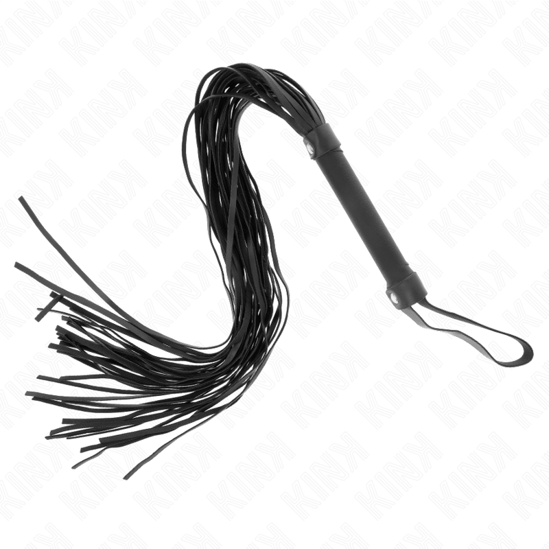 Frusta in pelle di pecora KINK Impact & Touch lunga 60 cm, con manico avvolto in pelle, per giochi di ruolo e BDSM.