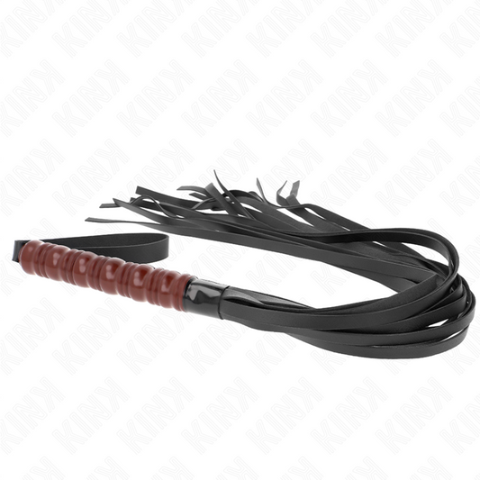 Frusta in mogano KINK Impact & Touch lunga 53 cm, con impugnatura resistente e finitura liscia, per giochi di ruolo e pratiche BDSM.