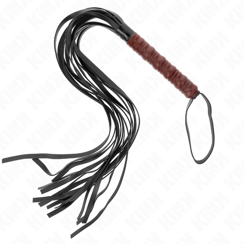Frusta in mogano KINK Impact & Touch lunga 53 cm, con manico nero e finitura liscia, per uso sensuale e pratico.
