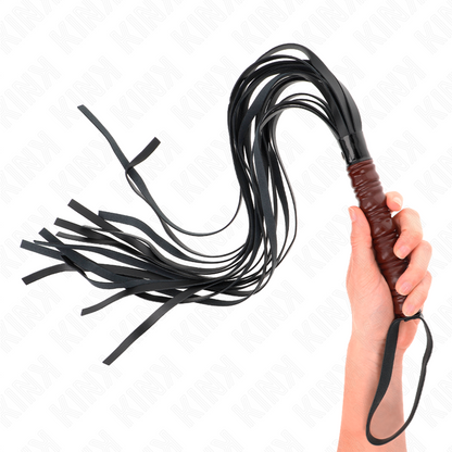 Frusta in mogano KINK Impact & Touch da 53 cm, manico in legno e superficie liscia, ideale per giochi di ruolo e BDSM.