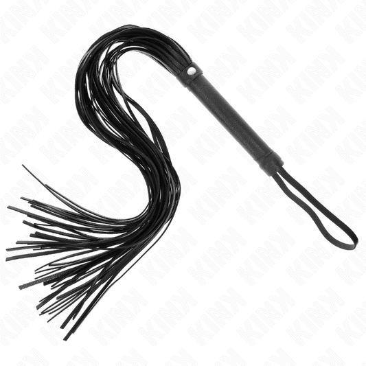 Frusta in PVC morbido nero KINK, 70 cm, con manico resistente, ideale per giochi di ruolo e pratiche BDSM.