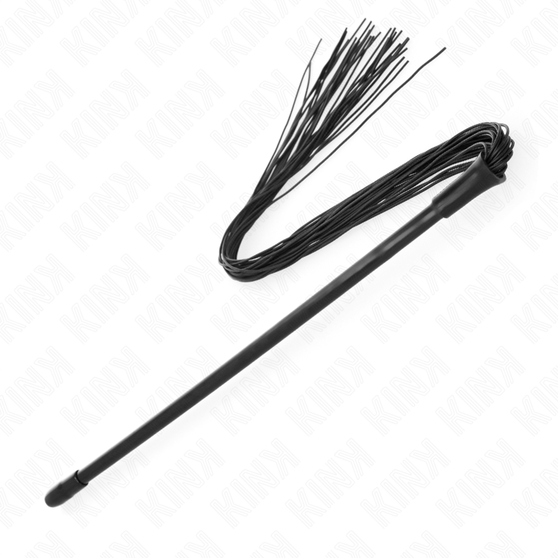 Frusta in silicone KINK da 60 cm, colore nero, con manico rinforzato, design resistente e flessibile per giochi di ruolo.