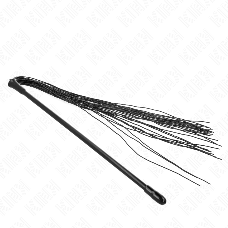 Frusta in silicone KINK Impact & Touch lunga 60 cm, nera con impugnatura resistente, ideale per giochi di ruolo e sensazioni intense.