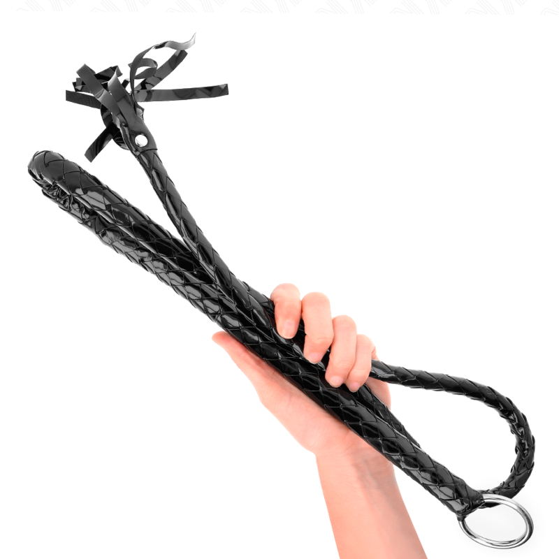 Frusta lunga in PVC lucido KINK Impact & Touch da 138 cm, con manico ergonomico e superficie liscia per gioco BDSM.