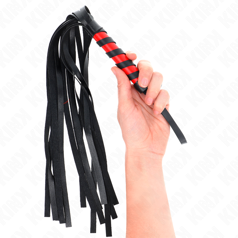 Frusta KINK con manico corto da 45 cm, in pelle nera, di marca KINK IMPACT & TOUCH, con impugnatura robusta e testina flessibile