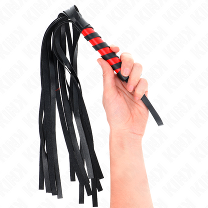Frusta KINK con manico corto da 45 cm, in pelle nera, di marca KINK IMPACT & TOUCH, con impugnatura robusta e testina flessibile