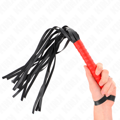 Frusta piccola KINK Impact & Touch, 50 cm, con coda morbida, visibile con dettagli in pelle nera e manico resistente.