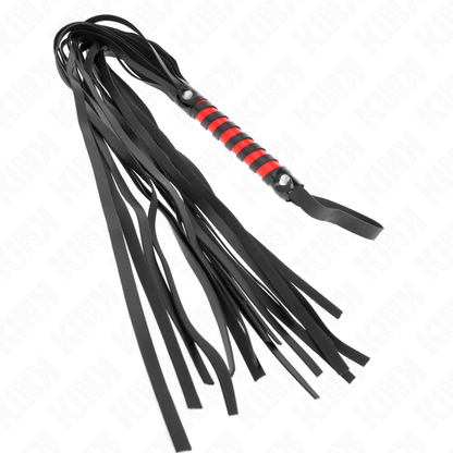 Frusta rigata lunga 70 cm di marca KINK IMPACT & TOUCH, in pelle nera con dettagli testurizzati e impugnatura ergonomica.