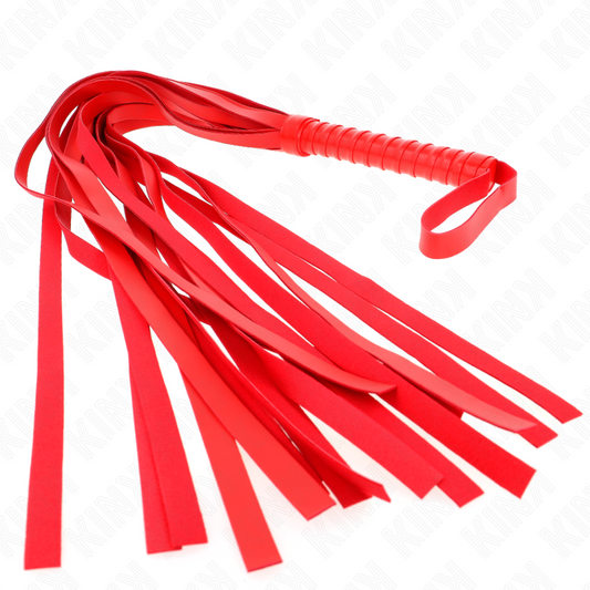 Frusta rossa KINK Impact & Touch con manico corto e coda lunga di 70 cm, in pelle resistente e dettagli eleganti.