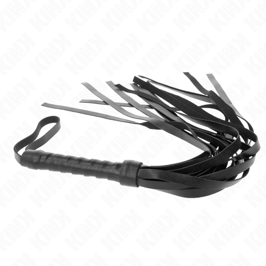 Frusta semplice nera KINK Impact & Touch da 45 cm, con impugnatura in pelle e superficie liscia, ideale per giochi di ruolo.