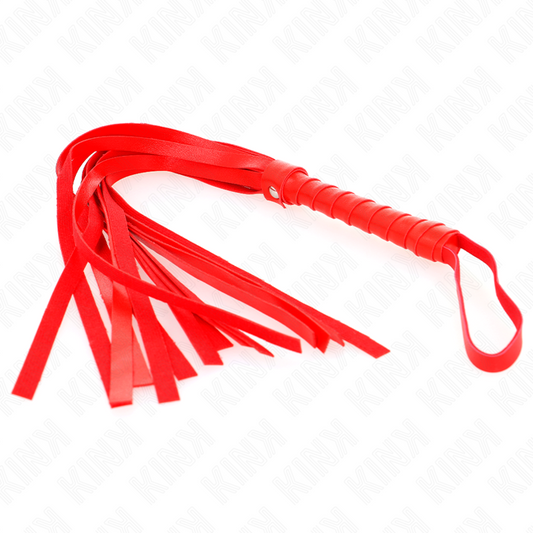 Frusta semplice rossa KINK IMPACT & TOUCH lunga 45 cm, in pelle con manico resistente, per gioco BDSM e pratiche di bondage.