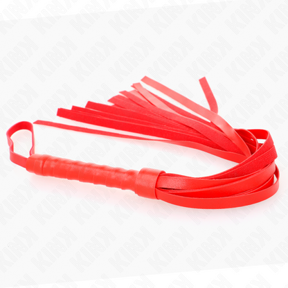 Frusta semplice rossa KINK Impact & Touch lunga 45 cm, in pelle resistente, per giochi di ruolo e stimolazione sensoriale.