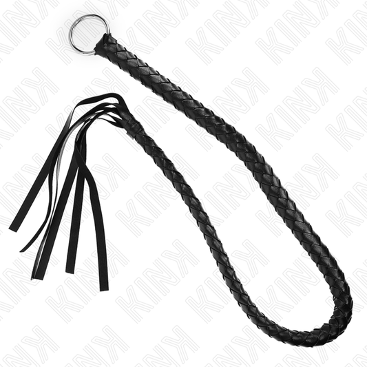 Frusta a serpente nera da 65 cm con anello e manico, marca KINK Impact & Touch, mostrata in primo piano.