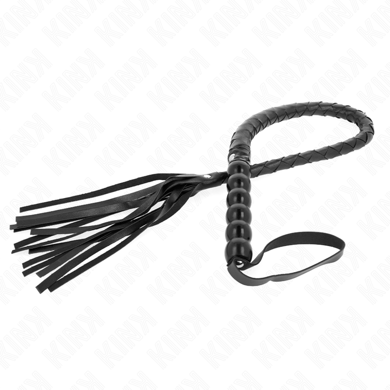 Frusta a serpente KINK con perline, lunga 80 cm, in pelle morbida, perfetta per giochi di ruolo e pratiche BDSM.