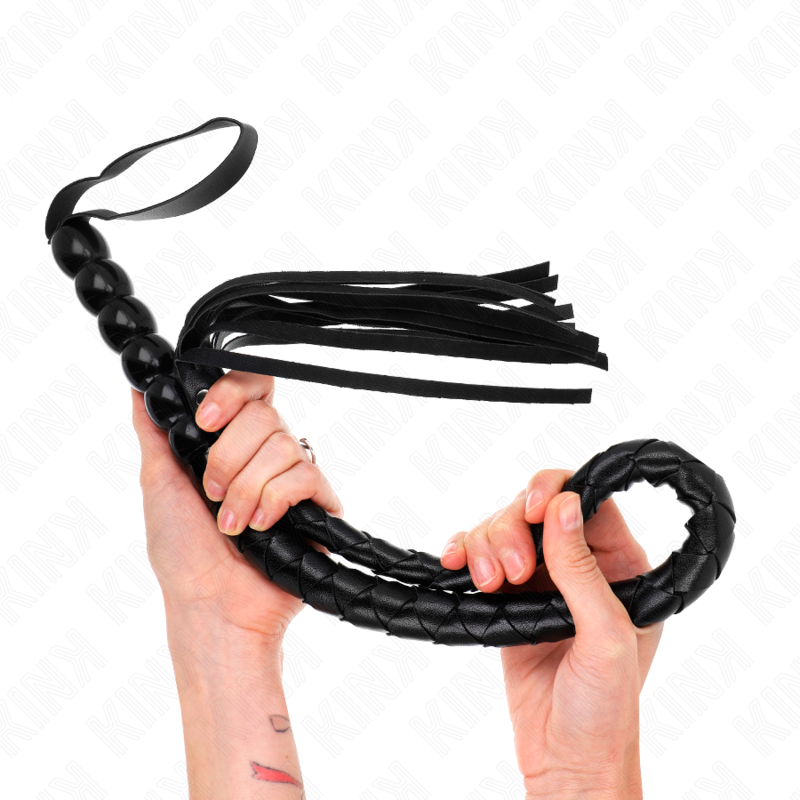 Frusta a serpente KINK IMPACT & TOUCH con perline nere lunghezza 80 cm, dettagliata e resistente, perfetta per giochi di ruolo.
