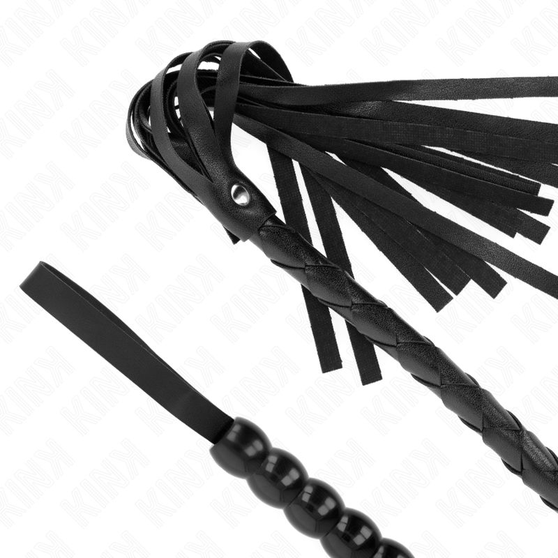 Frusta a serpente con perline KINK Impact & Touch lunga 80 cm, in morbido materiale nero con dettagli decorativi.