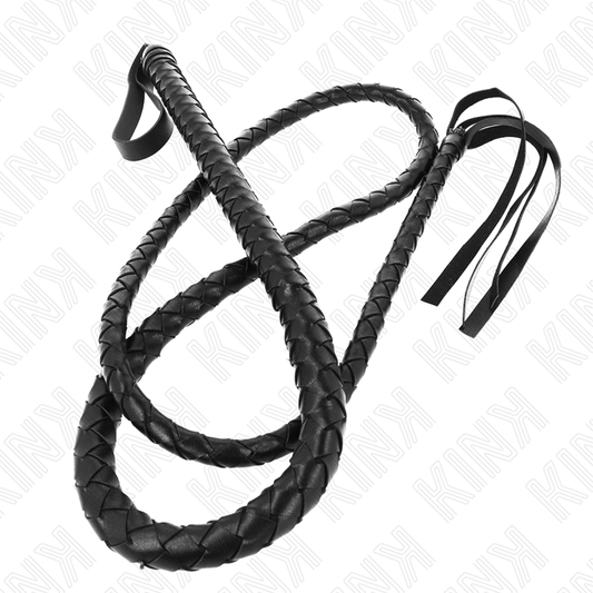 Frusta a serpente lunga 210 cm nero di KINK IMPACT & TOUCH, con dettagli in pelle e manico resistente, perfetta per giochi di ruolo.