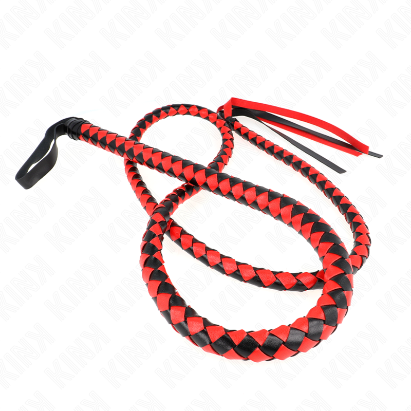 Frusta a frusta a forma di serpente lunga 210 cm rossa, marca KINK Impact & Touch, con dettagli realistici.