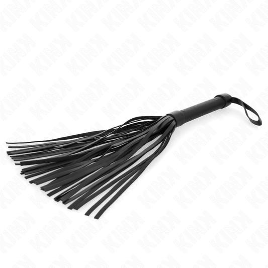 Frusta stile neoprene KINK Impact & Touch lunga 48,5 cm, nera con impugnatura in neoprene per giochi di ruolo e pratiche BDSM