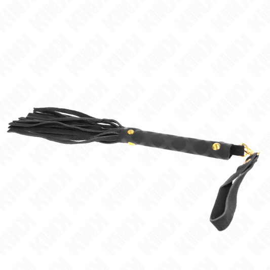 Frusta mini in camoscio nero KINK Impact & Touch, lunghezza 30 cm, con impugnatura e finitura morbida e liscia.