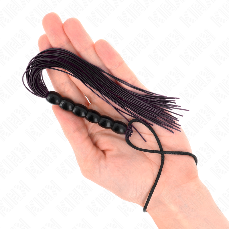 Frusta in silicone KINK con 6 perline nere, lunghezza 26 cm, per stimolazione sensoriale, marca KINK IMPACT & TOUCH.