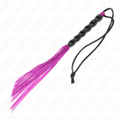 Frusta in silicone viola KINK con 6 perline, lunghezza 26 cm, per giochi sensoriali e stimolazione.