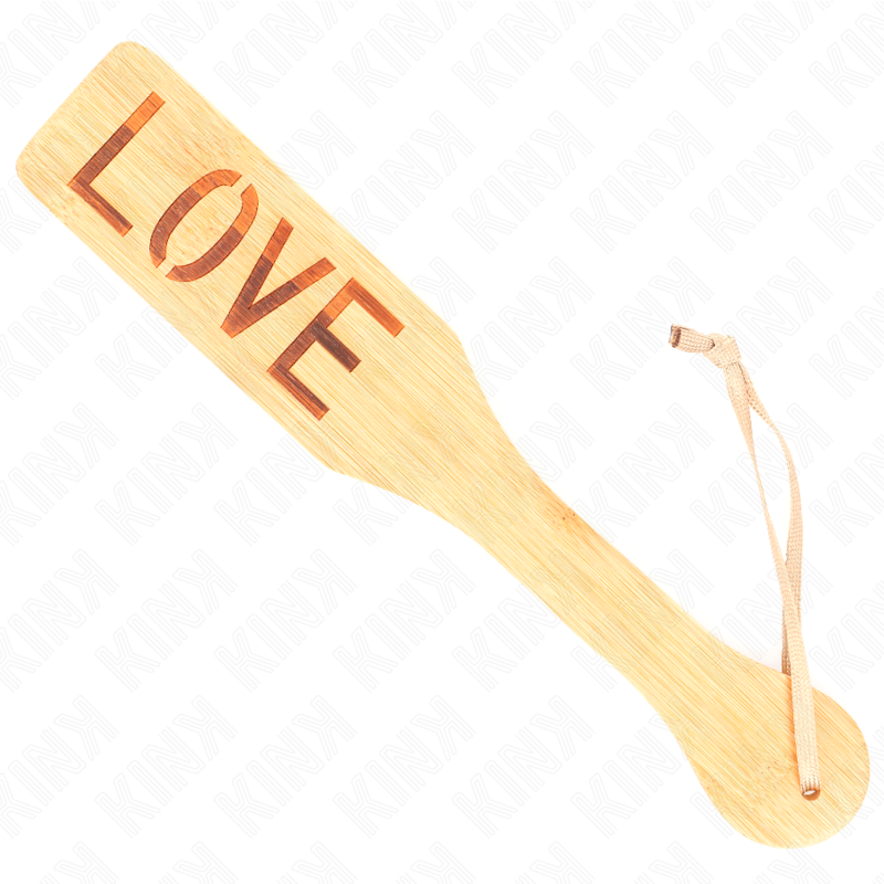 Palette in bambù KINK Parola Amore, 32x5,5 cm, con scritta decorativa in legno naturale, design elegante e sostenibile.