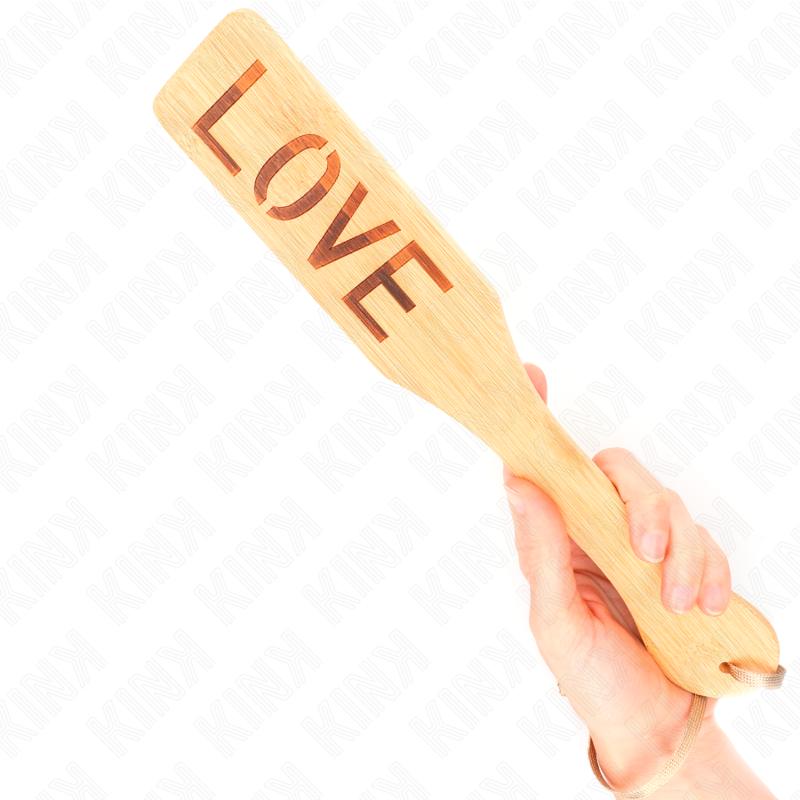 Palette in bambù KINK Parola Amore, 32x5,5 cm con scritte in legno naturale, decorativa e artigianale.