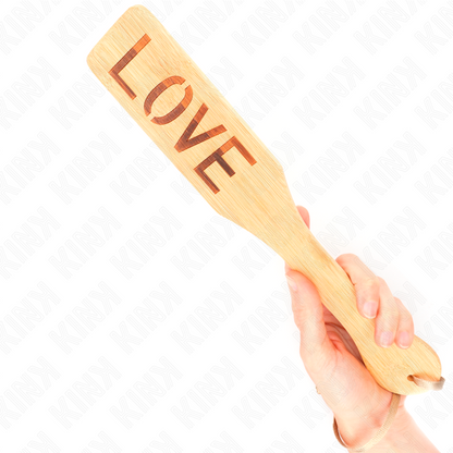 Palette in bambù KINK Parola Amore, 32x5,5 cm con scritte in legno naturale, decorativa e artigianale.