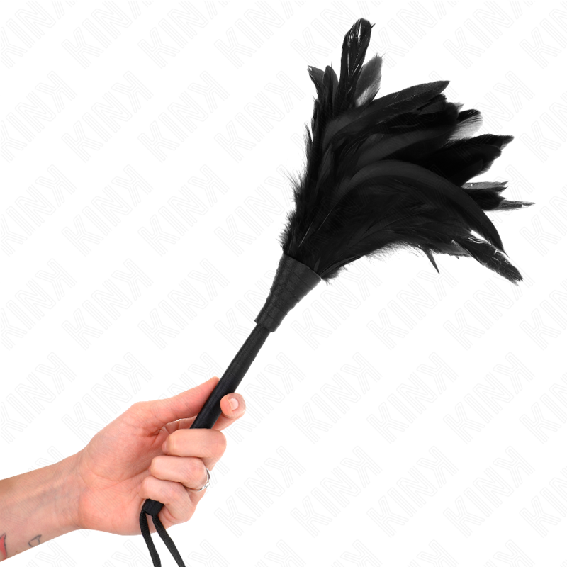 Piume di pollo nere a forma di corno da 36 cm, prodotto KINK Impact & Touch, decorazione originale e dettagliata