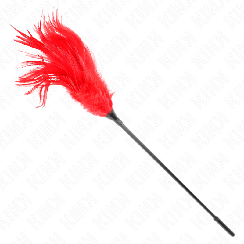 Piume rosse KINK Impact & Touch, lunghezza 45 cm, con morbidezza e dettagli piumati, ideale per sensoriali giochi sensuali.