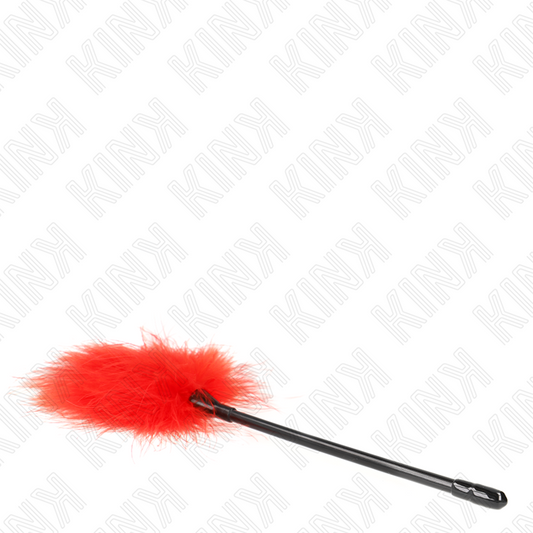 Piume rosse KINK Impact & Touch di 27 cm, usate per kit bondage, con morbide piume rosse e dettagli di alta qualità.