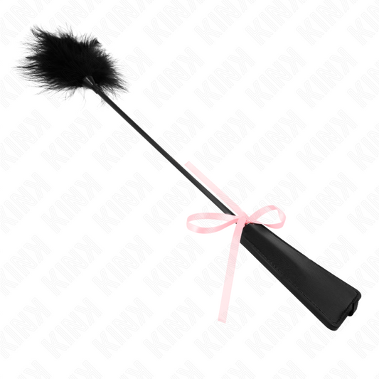 Piume Tickle rosa di 49 cm di KINK Impact & Touch con fiocco e nastro, morbide e decorative, per giochi sensoriali.