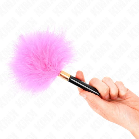 Piume Tickle in metallo oro fucsia di 18 cm della linea KINK Impact & Touch, con dettaglio lucido e rifinito colorato.
