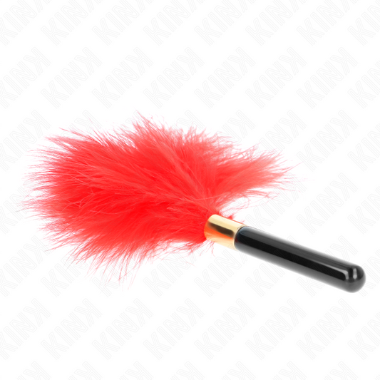 Piume Tickle in metallo oro rosso KINK IMPACT & TOUCH, lunghezza 18 cm, con dettagli metallici dorati.